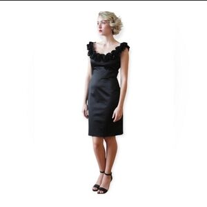 Vintage Maggy London Ruffle Sleeveless Mini Dress Black Sz 4